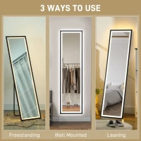 HOMCOM 150 x 40cm Full Length Mirror, with Adjustable Lights - Black(m-7)