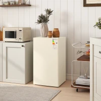 HOMCOM Under Counter Fridge, 91L Small Fridge with Chiller Box, Removable Shelf, Reversible Door, Adjustable Legs, Mini Refrigerator, Beige(m-2)