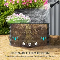 Outsunny Two-Tier Galvanised Steel Garden Planter - Dark Grey(m-7)