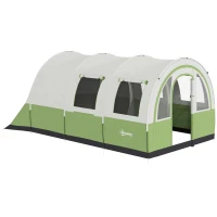 Outsunny 3000mm Waterproof Camping Tent, 5-6 Man Family Tent with Living and Bedroom, Carry Bag Included, Cream and Green(m-1)