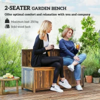 Outsunny Wood Storage Bench for Patio Furniture, Outdoor Garden Seating Tools, Brown(m-5)