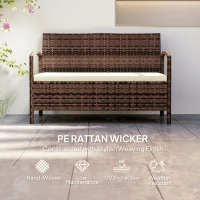 Outsunny 125L Storage Garden Bench, with Cushion - Brown(m-5)