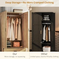 HOMCOM 2 Door Wardrobe, Modern Wardrobe with 2 Drawer and Hanging Rail for Bedroom, Natural(m-5)