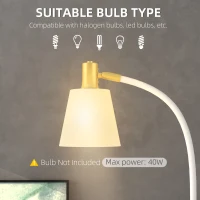 HOMCOM Floor Lamp for Living Room, Spotlight Reading Standing Lamp with Adjustable Height, Rocker on/off Switch, Indoor Task Lighting for Bedroom, Office,  White (Bulb not Included)(m-6)
