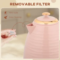 HOMCOM 3kW Rapid Boil Honeycomb Kettle - Pink(m-7)