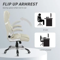 Vinsetto Linen-Look Office Chair, with Adjustable Height and Tension - Beige(m-7)