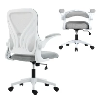 HOMCOM Mesh Office Chair with Foldable Backrest - Light Grey(m-10)