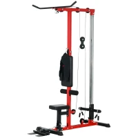 SPORTNOW Pull Up Station, Power Cage with Adjustable Seat, for Home Gym - Red(m-11)
