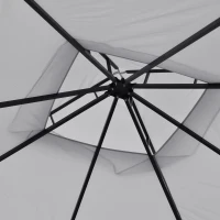 Outsunny 3 x 3m Garden Gazebo Patio Party Tent Shelter Outdoor Canopy Double Tier Sun Shade with Metal Frame and Netting, Light Grey(m-9)