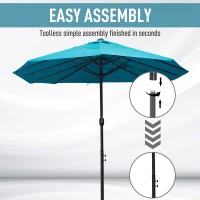 Outsunny 4.6m Double Garden Parasol - Sky Blue(m-6)