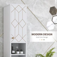 HOMCOM Tall Bathroom Storage Cabinet with Doors, Slim Bathroom Storage Unit with Adjustable Shelves, Freestanding Bathroom Storage Unit, White(m-4)