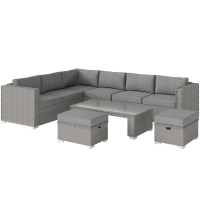 Outsunny Six-Piece Rattan Sofa Set - Mixed Grey