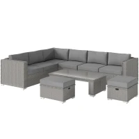 Outsunny Six-Piece Rattan Sofa Set - Mixed Grey(m-1)