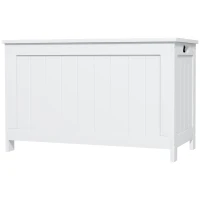 HOMCOM Storage Chest, Modern Storage Trunk with 2 Safety Hinges and Cut-out Handles, Wooden Toy Box for Living Room, Entryway, 76 x 40 x 48 cm, White(m-11)