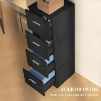 HOMCOM Four-Drawer Lockable Filing Cabinet - Black Wood Effect(m-4)
