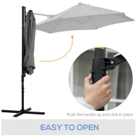 Outsunny 2.5M Garden Cantilever Parasol, Offset Roma Patio Umbrella Hanging Sun Shade Canopy Shelter with 360° Rotation and Cross Base, Dark Grey(m-4)