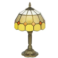HOMCOM Handmade Art Deco Glass Table Lamp - White/Orange(m-10)