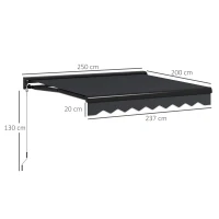 Outsunny 2 x 2.5m Electric Awning, with LED Light Strips - Grey(m-3)
