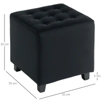 HOMCOM Velvet-Feel Square Ottoman - Grey(m-3)