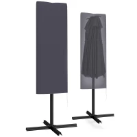Outsunny Garden Parasol Cover with Rod, Zipper, Dark Grey(m-10)