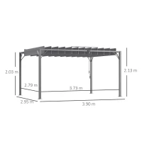 Outsunny 4 x 3(m) Outdoor Pergola with Retractable Roof, Aluminium Louvered Patio Gazebo Canopy for Garden, Patio, Grey(m-3)