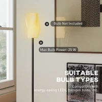 HOMCOM Floor Lamp for Living Room, 3D Printed Modern Standing Lamp with Flowing Curved Shade & Foot Switch, Minimalist Tall Pole Lampshade for Bedroom, Office, E27 Holder without Bulb (25W Max), White(m-5)