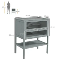 PawHut Wooden Hamster Cage 3 Tier House w/ Storage Shelf, Openable Top for Gerbils, Grey(m-3)