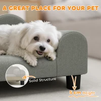 PawHut Elevated Dog Sofa Bed, Breathable Pet Sofa with Backrest and Armrest for Small Dogs, Grey(m-6)