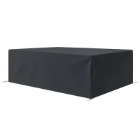 Outsunny 600D Oxford Outdoor Garden Furniture Sofa Set Cover, Waterproof Anti-UV Rattan Sun Lounger Protection Protector Cover, 275L x 205W x 90Hcm, Black(m-11)