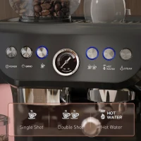 HOMCOM 15 Bar Coffee Machine with Adjustable Grind, Steamer and Accessories, Good Housekeeping Institute Approved, Black(m-7)