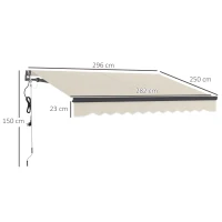 Outsunny 2.5 x 3m Electric/Manual Awning, with Remote - Beige(m-3)
