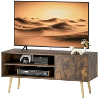 HOMCOM TV Stand up to 55 Inches, TV Unit with Open Shelves and Cable Holes - Brown(m-11)