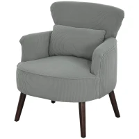 HOMCOM Corduroy Retro Accent Chair - Light Grey(m-11)