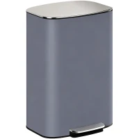 HOMCOM 50L Kitchen Bin with Soft-Close Lid and Stay-Open Function, Stainless Steel Pedal Bin with Removable Inner Bucket, Carry Handle for Kitchen, Office, Home, Grey(m-1)