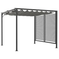Outsunny 3 x 2.8m Metal Pergola, with Retractable Fabric Roof - Grey(m-11)