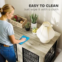 PawHut Indoor Dog Crate Furniture End Table with Soft Washable Cushion, Lockable Front Door, for Extra Large Dogs - Grey(m-7)