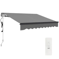 Outsunny 2.5 x 2m Electric Awning with Remote Controller, Aluminium Frame DIY Retractable Awning, UV30+ Sun Shade Canopy for Garden Patio Deck Door Window, Dark Grey(m-10)