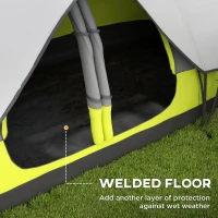 Outsunny Camping Tent for 6-8 Man with 2000mm Waterproof Rainfly and Carry Bag for Fishing Hiking Festival, Yellow(m-6)