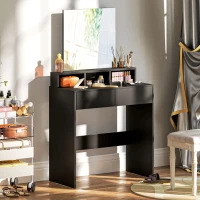 HOMCOM Multi-Storage Dressing Table, with Mirror - Black(m-7)