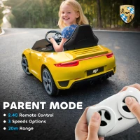 AIYAPLAY Kids Electric Car, 12V Licensed RUF GT Ride on Car with Suspension, Remote Control, Music for 3-5 Years Yellow(m-5)
