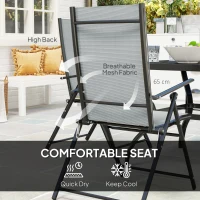 Outsunny Five-Piece Steel Frame Patio Set - Grey/Black(m-7)