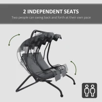 Outsunny Two-Seat Garden Swing Chair, with Protective Canopy - Grey(m-4)