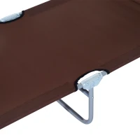 Outsunny Lettino Sdraio da Esterno, Sedia Sdraio da Esterno Pieghevole e Regolabile con Tettuccio in Tessuto Marrone, 187x58x36cm(m-13)