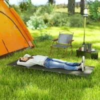 Outsunny Lightweight Camping Bed, Aluminium Portable Camp Cot w/ Strong Support 150kg and Carry Bag for Camping, Dark Green(m-2)