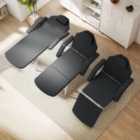 HOMCOM Portable Massage Table, 3 Section Adjustable Beauty Bed, Foldable Massage Bed with Face Hole, Recliner Chair with Removable Headrest and Armrests for Spa, Lash, Tattoo, Black(m-8)