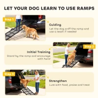 PawHut 191 x 50cm Dog Ramp for Car, Extra Long Pet Stairs with Non-Slip Surface, for Large Dogs, Black(m-8)