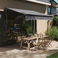Outsunny 2.5 x 2m Electric Awning with Remote Controller, Aluminium Frame DIY Retractable Awning, UV30+ Sun Shade Canopy for Garden Patio Deck Door Window, Dark Grey(m-2)
