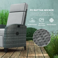 Outsunny Outdoor Recliner Chair with Adjustable Backrest and Footrest, Cushion, Side Tray, Light Grey/Grey(m-5)