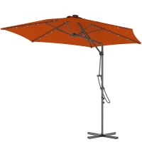 Outsunny 3(m) Solar LED Cantilever Parasol - Orange(m-11)