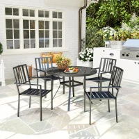 Outsunny Set of Four Minimal Metal Garden Chairs - Black(m-9)